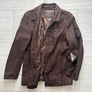 Vintage cedarwood chestnut Brown Leather Jacket women’s large
